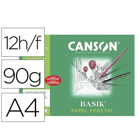 Papel vegetal Guarro A4 90-95 g/m2 12 hojas