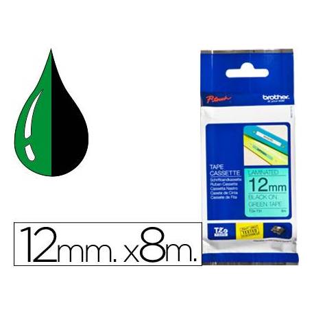 Cintas Brother TZE-731 12mm (ancho) x 8m (largo) laminada verde/negro