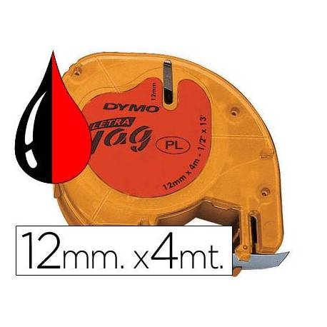 Cinta Dymo Letratag Rojo Plástico