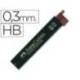 Minas Faber Castell de grafito 9063 de 0,3 mm HB. Estuche de 12 minas.