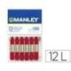 Lapices cera blanda Manley caja 12 unidades color carmin permanente