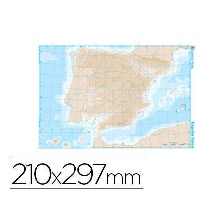 Mapa mudo España fisico blanco y negro