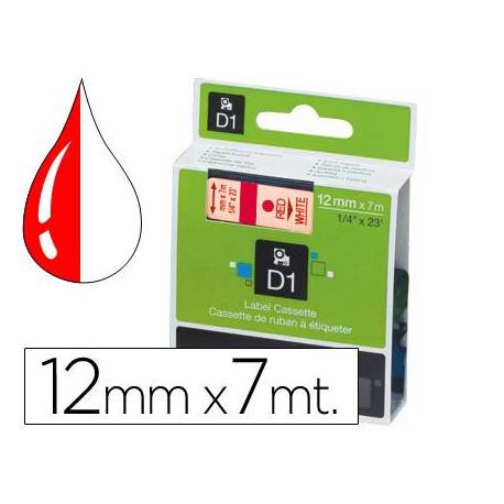 Cinta Dymo D1 Rojo/blanco Poliester