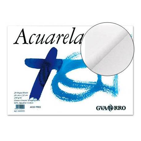 Bloc de dibujo Acuarela encolado Guarro Din A3 20 hojas 108 gr