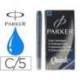 Tinta estilografica parker color azul permanente caja de 5 cartuchos