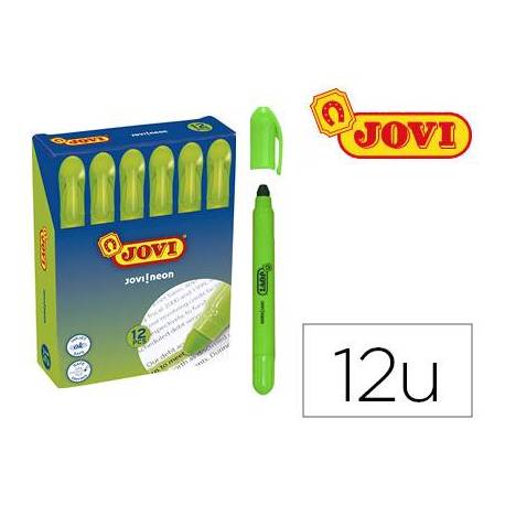 MARCADOR DE CERA GEL JOVI FLUORESCENTE COLOR VERDE CAJA DE 12 UNIDADES
