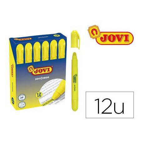 MARCADOR DE CERA GEL JOVI FLUORESCENTE COLOR AMARILLO CAJA DE 12 UNIDADES