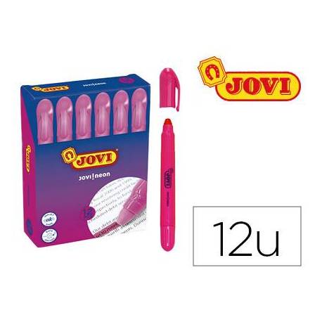 MARCADOR DE CERA GEL JOVI FLUORESCENTE COLOR ROSA CAJA DE 12 UNIDADES