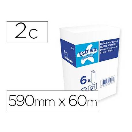 Papel para Camillas en Rollo Amoos Celulosa 590mmx60m 2 Capas 16,5g/m2