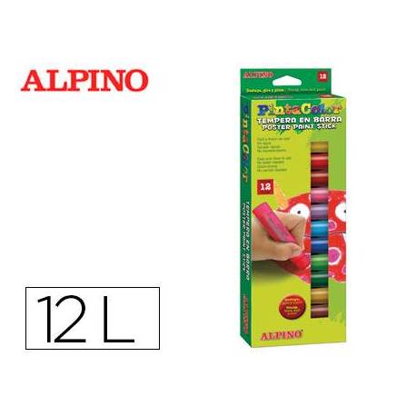 Tempera en barra Alpino 12 Colores Surtidos
