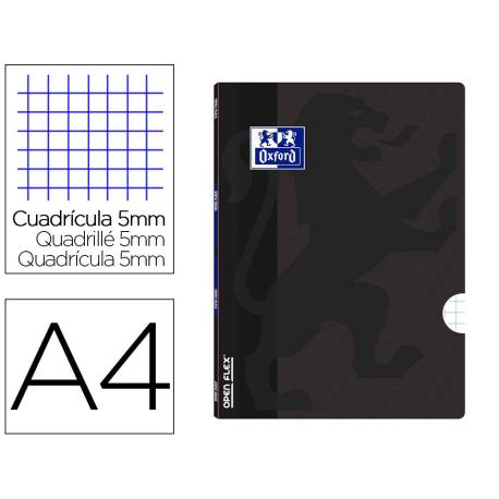 Libreta escolar Oxford Open Flex encolada cuadricula 5mm 48 hojas color negro