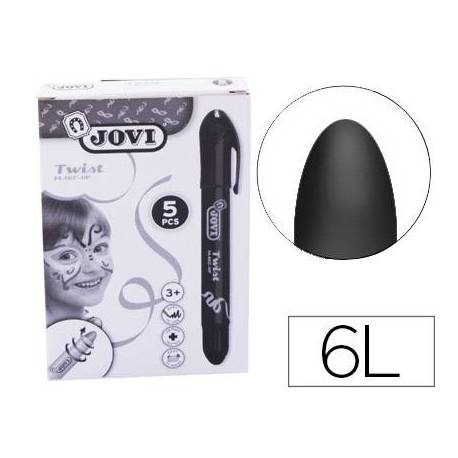 BARRA DE MAQUILLAJE JOVI TWIST MAKE-UP COLOR NEGRO CAJA DE 5 UNIDADES