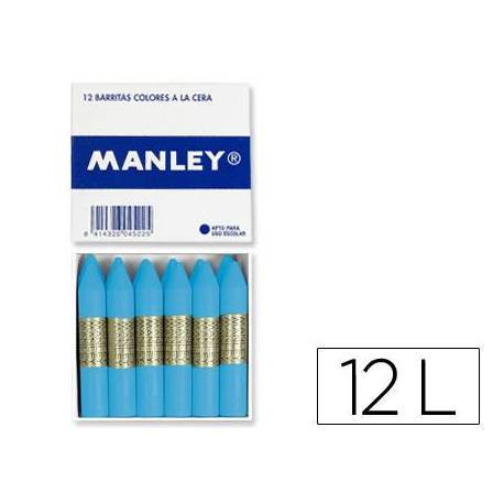 Lapices cera blanda Manley caja 12 unidades color celeste claro