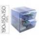 Archicubo Archivo 2000 4 cajones organizador modular color azul transparente