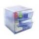 Archicubo Archivo 2000 organizador con 2 cajones color azul transparente