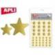 Gomets Apli estrella color oro. Bolsa con 3 hojas y 120 gomets.