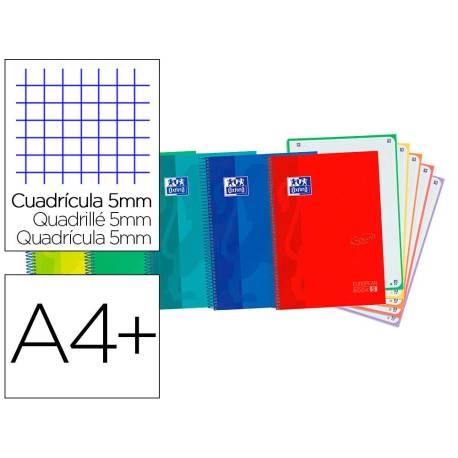 Cuaderno Oxford Ebook 5 A4+ Colores Surtidos Tapa Extradura Cuadricula 5 mm