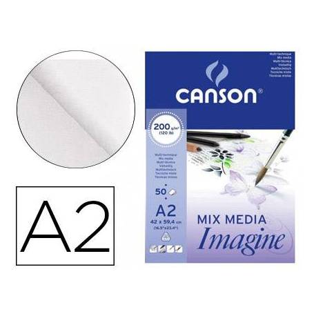 Bloc Dibujo Multitecnicas Canson DIN A2 50 hojas 200 gr Encolado Liso