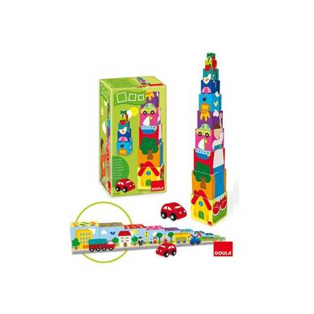 Juego educativo a partir de 1 año Cubos apilables Coche Diset