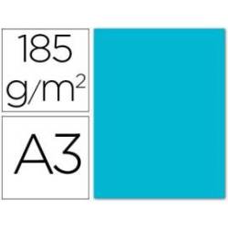Cartulina guarro din a3 azul color turquesa 185 gr paquete 50 hojas.
