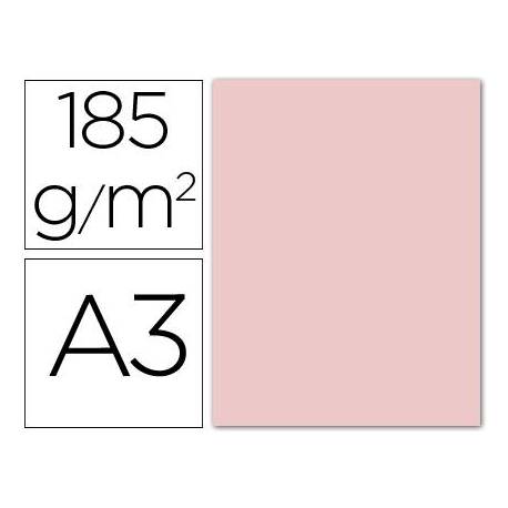 Cartulina Guarro din a3 color rosa 185 gr paquete 50 hojas.
