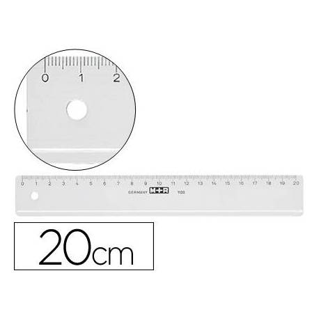 Regla m+r 20 cm de plastico color transparente.