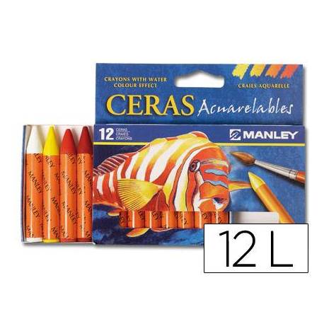 Lapices de cera acuarelable caja 12 unidades colores surtidos
