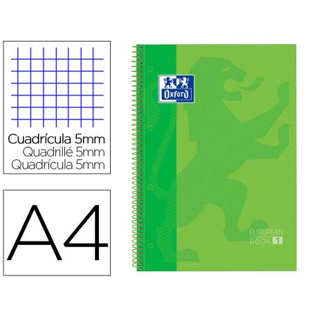 Bloc espiral Oxford Din A-4 extradura microperforado verde 80 hojas
