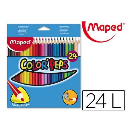 Lapices de colores triangulares Maped caja de 24 unidades mina 5 mm
