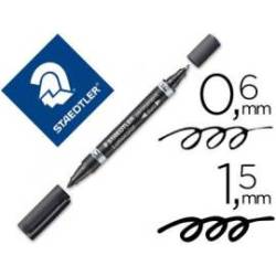 Rotulador Permanente Staedtler Lumocolor Dúo 348 Negro Doble Punta