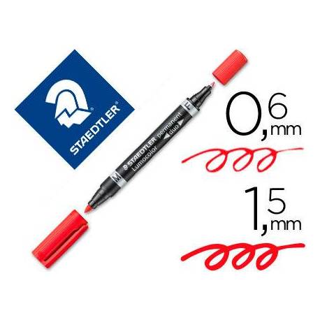 Rotulador Permanente Staedtler Lumocolor Dúo 348 Rojo Doble Punta