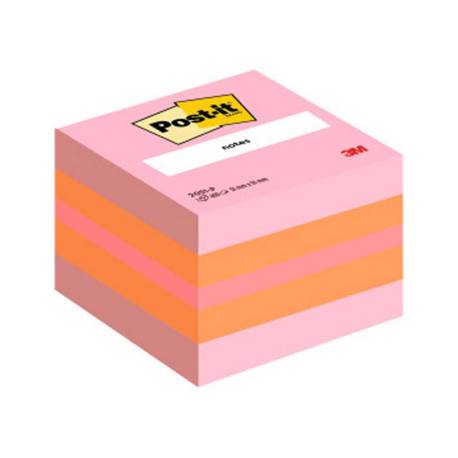 Bloc de notas adhesivas quita y pon post-it 51x51 mm minicubo color rosa 400 hojas