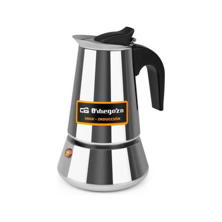 CAFETERA ITALIANA MARCA ORBEGOZO ACERO INOXIDABLE 4 TAZAS APTA PARA TODO TIPO DE COCINAS
