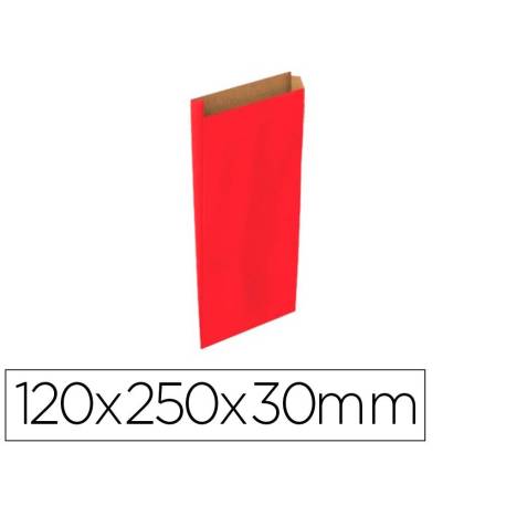 SOBRE PAPEL BASIKA KRAFT COLOR ROJO CON FUELLE XS 120X250X30 MM PAQUETE DE 25 UNIDADES