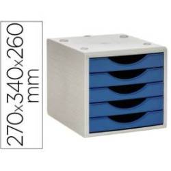 FICHERO CAJONES DE SOBREMESA Q-CONNECT 5 CAJONES COLOR AZUL 270X340X260 MM