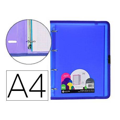 Carpeta con recambio Carchivo Dune Din A4 4 anillas 20 mm Polipropileno Azul con gomilla y ribete
