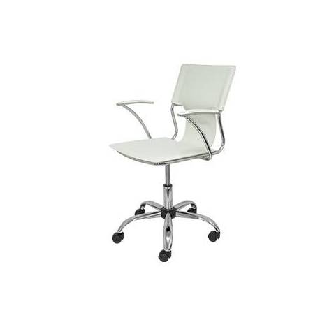 Silla giratoria pyc respaldo medio regulable en altura similpiel color blanca 860+90x480x440 mm
