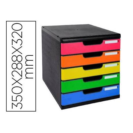 Fichero cajones sobremesa Exacompta Iderama Arlequin con 5 cajones multicolores 350x288x320 mm.