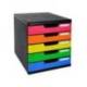 Fichero cajones sobremesa Exacompta Iderama Arlequin con 5 cajones multicolores 350x288x320 mm.