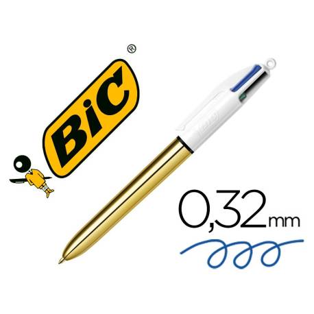 Boligrafo marca Bic Shine 4 colores Punta 1 mm cuerpo color Oro