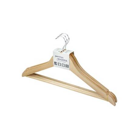 PERCHA ROZENBAL MADERA NATURAL BARNIZADA PACK DE 3 UDS