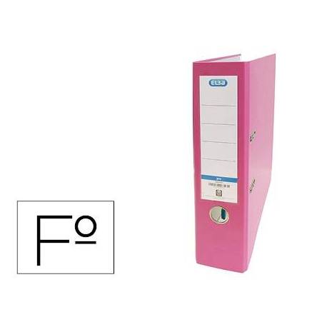 Archivador de palanca Elba Carton forrado PVC Folio Lomo de 80 mm Rosa