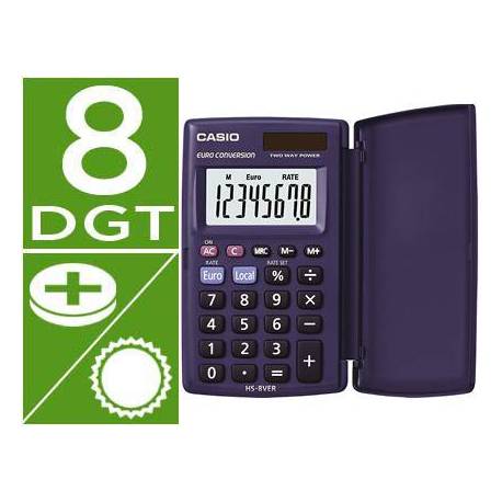 Calculadora Bolsillo Casio HS-8VER con 8 digitos Azul