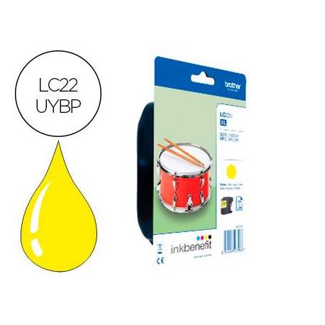Cartucho Brother LC22UY XL color amarillo LC22UYBP dcp-j785dw / dcp-j785dwxl / mfc-j985dw / mfc-j985dw