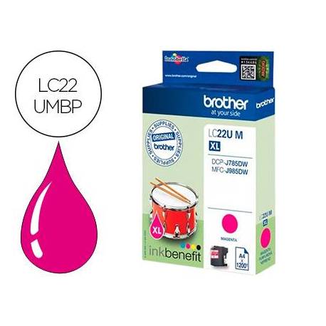 Cartucho Brother LC22UM XL color magenta LC22UMBP dcp-j785dw / dcp-j785dwxl / mfc-j985dw / mfc-j985dw