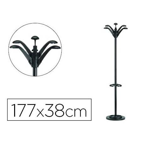 Perchero metalico Unilux Flora con paragüero negro