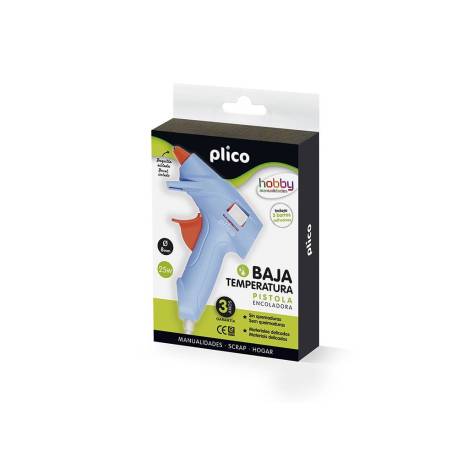 Pistola de silicona mini marca Plico 25W para uso con barritas de 8mm