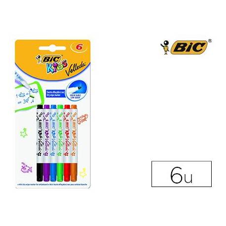 Rotulador Bic velleda Kids para pizarra blanca 2 mm blister de 6 colores surtidos