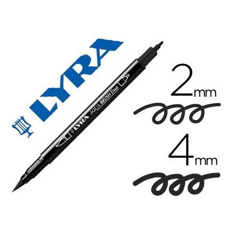 Rotulador Lyra aqua brush acuarelable doble punta fina y punta pincel negro