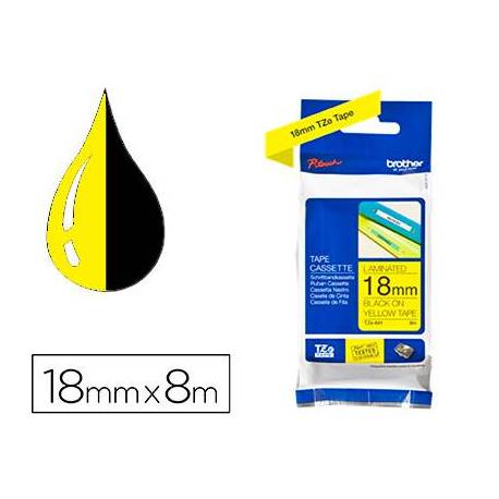 Cintas Brother TZE-641 18 mm (ancho) x 8 m (largo) Amarillo laminada